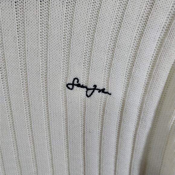 SEAN JOHN! LUXE VANILLA CREAM RIBBED KNIT OVERSIZED CREW NECK SWEATER! SZ XL - Picture 6 of 9